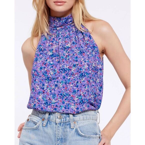 Joie Purple Floral Erola B Halter Blouse | Size Small - Picture 1 of 7